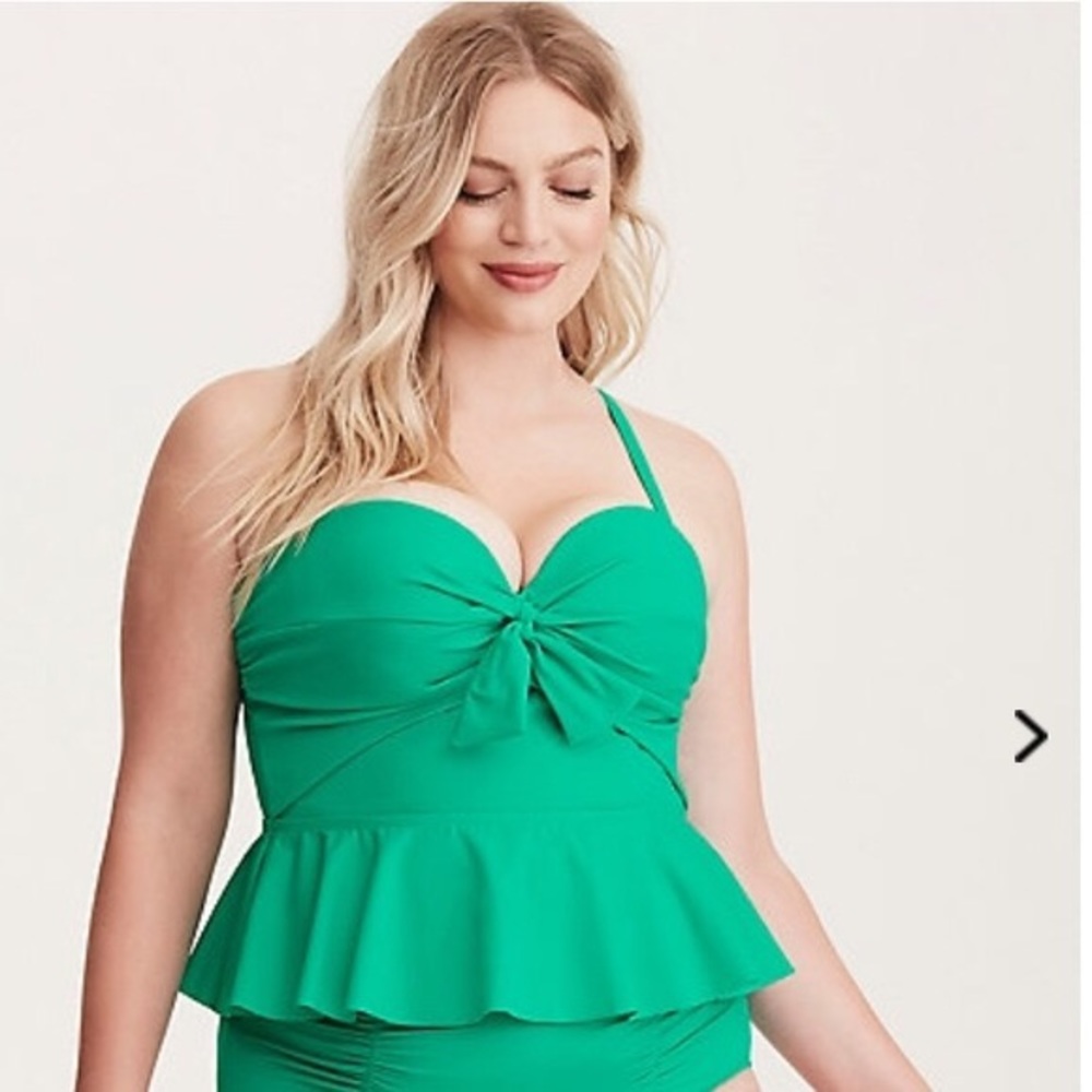 Torrid Emerald Peplum Midkini Swim Top